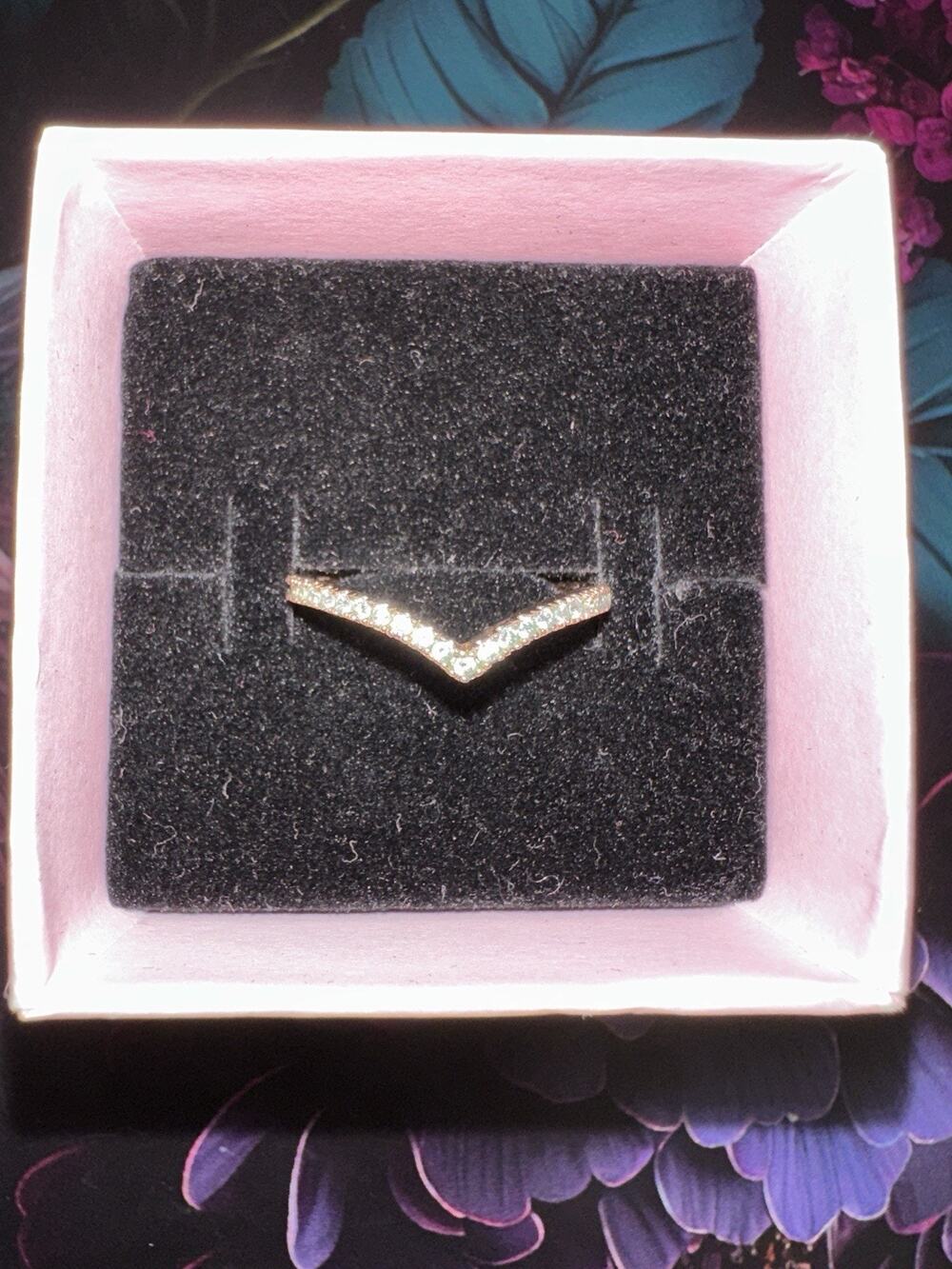 Authentic Pandora Ring MET Rose Gold Plated Sparkling Wishbone 52 ALE 6 186316CZ